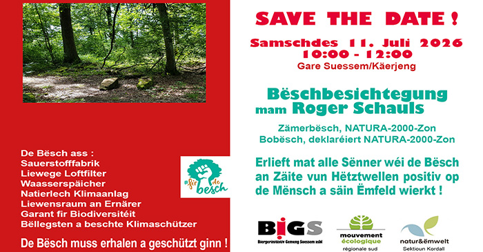 SAVE THE DATE: Bëschbesichtegung mam Roger Schauls – Samschdes 11. Juli 2026